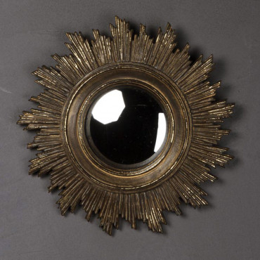 Miroir convexe soleil doré antique 18cm
