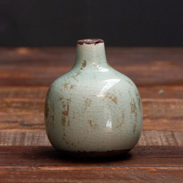 Vase Soliflore Vert de Gris céramique 9x10cm