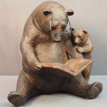 Déco ours conteur d'histoire résine marron 18x16x20cm