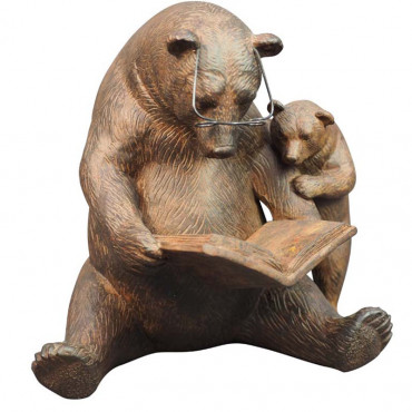 Déco ours conteur d'histoire résine marron 18x16x20cm