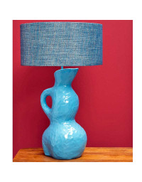 Lampe à Poser Résine en Forme de Pichet Riviera Bleu Turquoise 53x31x31cm