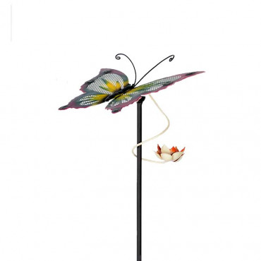 Tuteur papillon rose 28x27x120cm