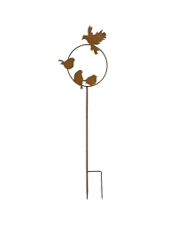 Tuteur déco oiseaux fer marron 26x90cm