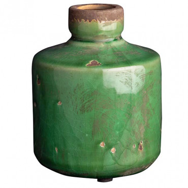 Vase bouteille vert olive 14x11cm