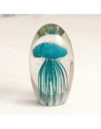 Sulfure verre méduse turquoise 9x6cm