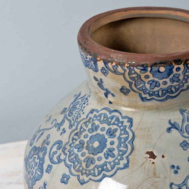 Vase évasé fleuri 16x18cm