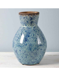 Vase haut évasé fleuri céramique 16x23cm