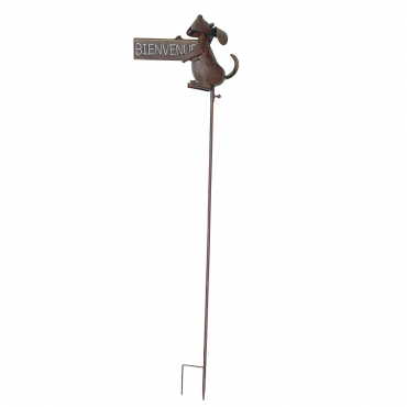 Tuteur Chien Bienvenue Fer Marron 32x10x132 cm