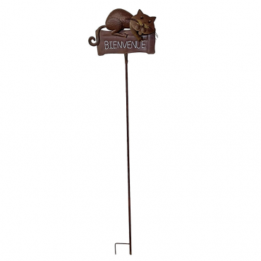 Tuteur Chat Bienvenue Fer Marron 31x7x130cm