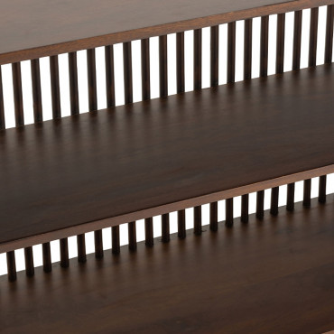 Console 2 Etages Conie Manguier Brun Foncé 75x38x160cm