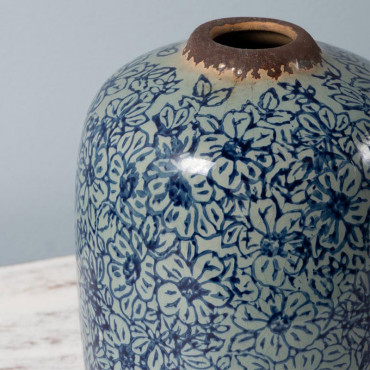 Vase cylindrique fleuri 17x12cm