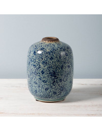 Vase cylindrique fleuri céramique 17x12cm