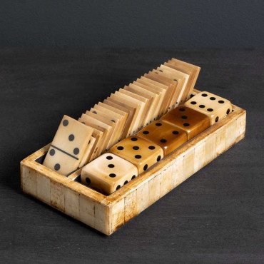 Jeu de domino et dés seventies 21x10x7cm