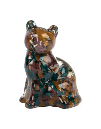 Chat décoratif verre multicolore 7x6x10cm