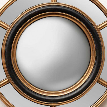 Miroir convexe doré 6 parties 17cm