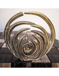 Statuette décorative ronde dorée vague 30x6x27cm