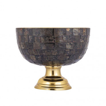 Seau à champagne mosaïque corne de buffle noir doré 37x37x29cm