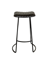 Tabouret en cuir avec pieds fer 50x43x76cm