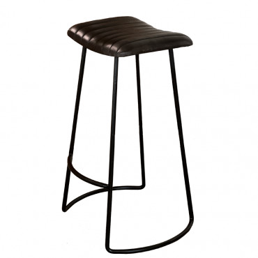 Tabouret en cuir avec pieds en fer 50x43x76cm
