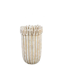 Vase rayé ciment crème 18cmx30cm