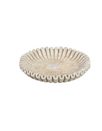Bol rond rayé ciment crème 30cm