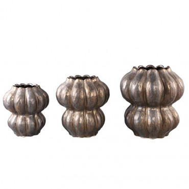 Vase rond bronze en céramique 22cm