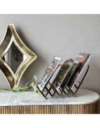 Porte revue aluminium doré 64x13x26cm