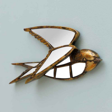 Miroir hirondelle en résine doré vieilli 41x18cm