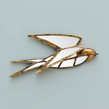 Miroir hirondelle en résine doré vieilli 41x18cm