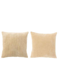 Lot de 2 coussins velours carre beige 10x45x45cm