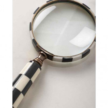 Loupe damier noir et blanc résine 22x9cm