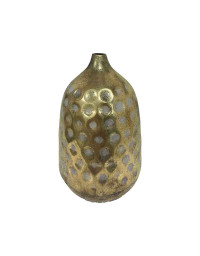 Grand Vase en Acier Doré Martelée 55x55x45cm