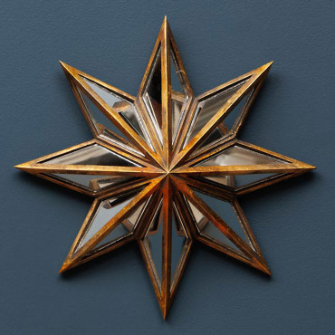 Etoile murale miroirs rose des vents résine 31x6x31cm