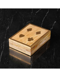 Boîte 2 Jeux de Cartes bois Manguier 5x16x12cm