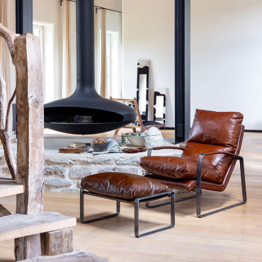Repose pied marron Homy 69x46x40cm