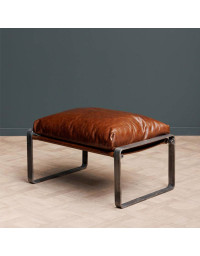 Repose pied en cuir marron Homy 69x46x40cm