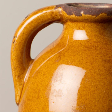 Vase à deux anses marron glacé 12x9cm