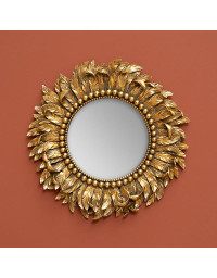 Miroir doré plumage résine 40x40x40cm