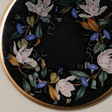 Sous-verre fleuri bord doré fer 10x10cm
