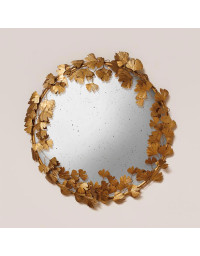 Miroir convexe feuilles de Ginkgo fer 58x58cm