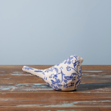 Ensemble 2 oiseaux Bucolique grès 11x21x9cm