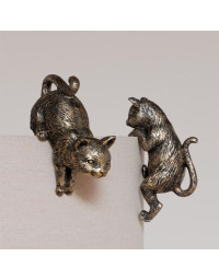 Ensemble 2 suspensions décoratives chats résine 17x11x7cm