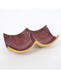 Plat Diana 2 cases couleur bordeaux et dorés en aluminium 19x10x06cm