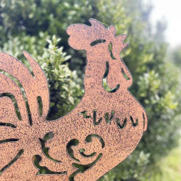 Silhouette déco jardin coq 40x63cm