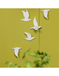 Ensemble 5 oiseaux en vol porcelaine 16x14x14cm
