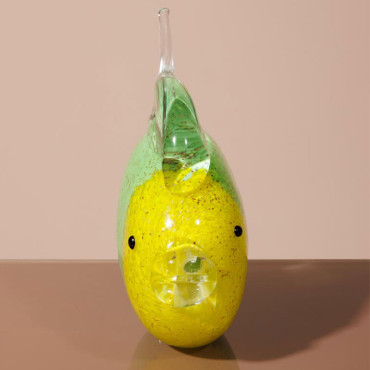 Statuette poisson rond verre coloré 16x19x7cm