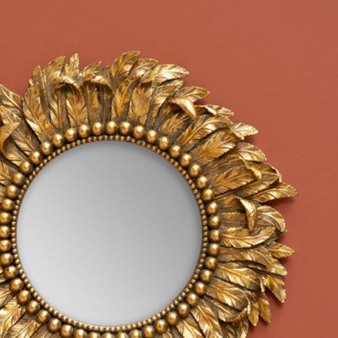 Miroir plumage en résine couleur doré 39.5cm