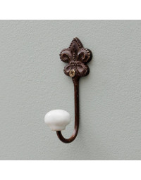 Patère fleur de Lys fer brun 10x4cm