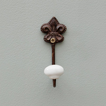 Patère fleur de Lys fer brun 10x4cm