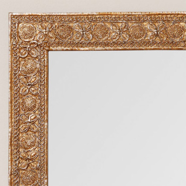 Miroir dentelle indienne doré résine 32x27cm